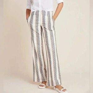 EUC Anthropologie Boho 100% Cotton eyelet wide-leg pants. Size 4